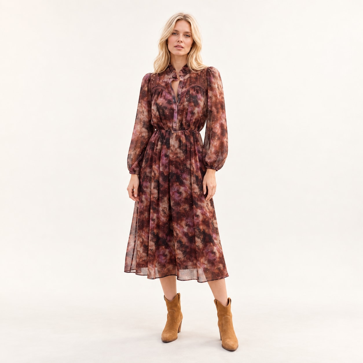 Robe Gaia midi en voile Vine Tsniout - vue 1