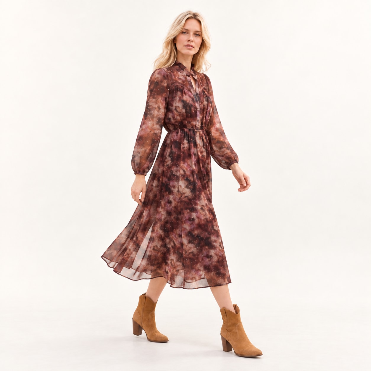 Robe Gaia midi en voile Vine Tsniout - vue 3