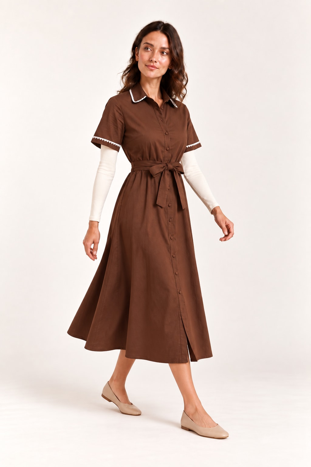 Robe Avenue midi chocolat Tsniout - vue 3