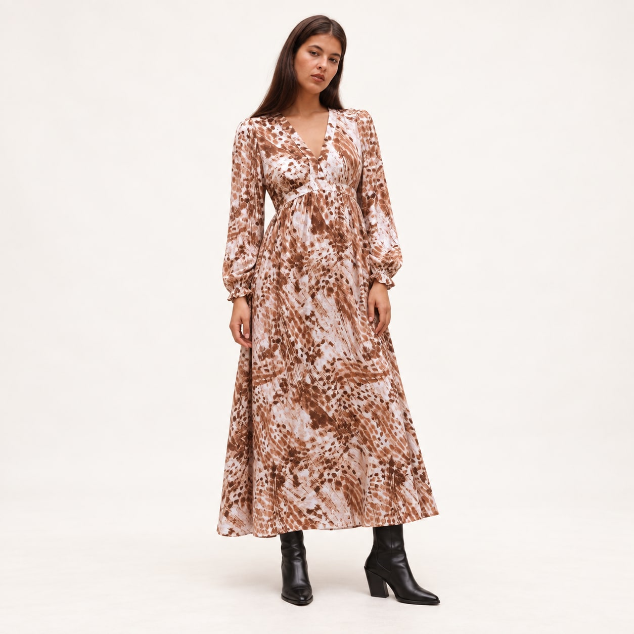 Robe Lani longue taupe Tsniout - vue 1
