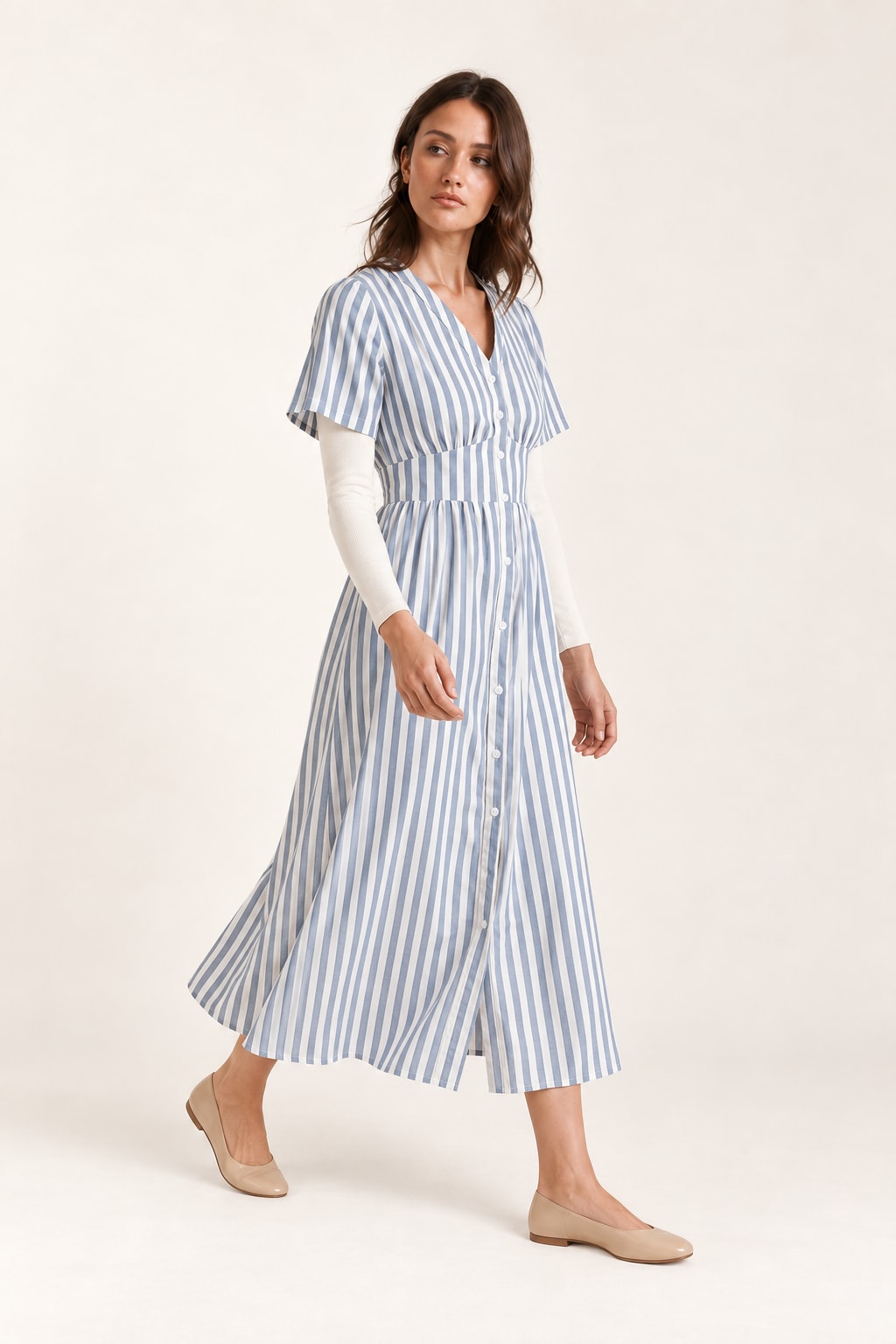 Robe Samuel longue rayée bleue Tsniout - vue 3
