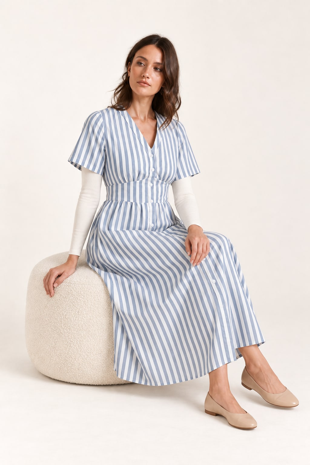 Robe Samuel longue rayée bleue Tsniout - vue 5