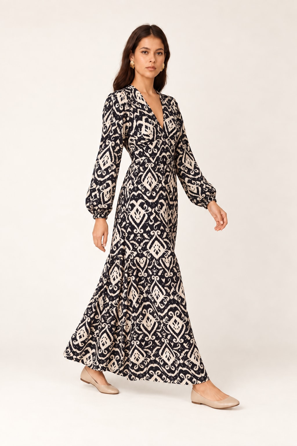 Robe Astrid longue marine Tsniout - vue 3