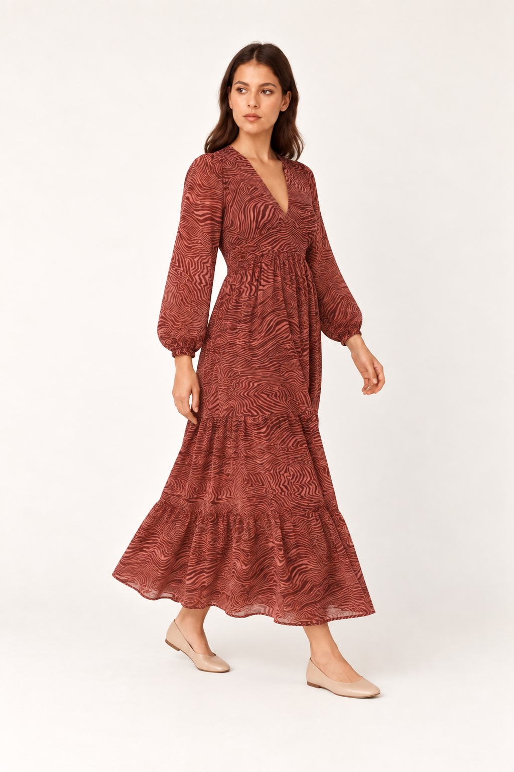 Robe Sidonie longue bordeaux Tsniout - vue 3