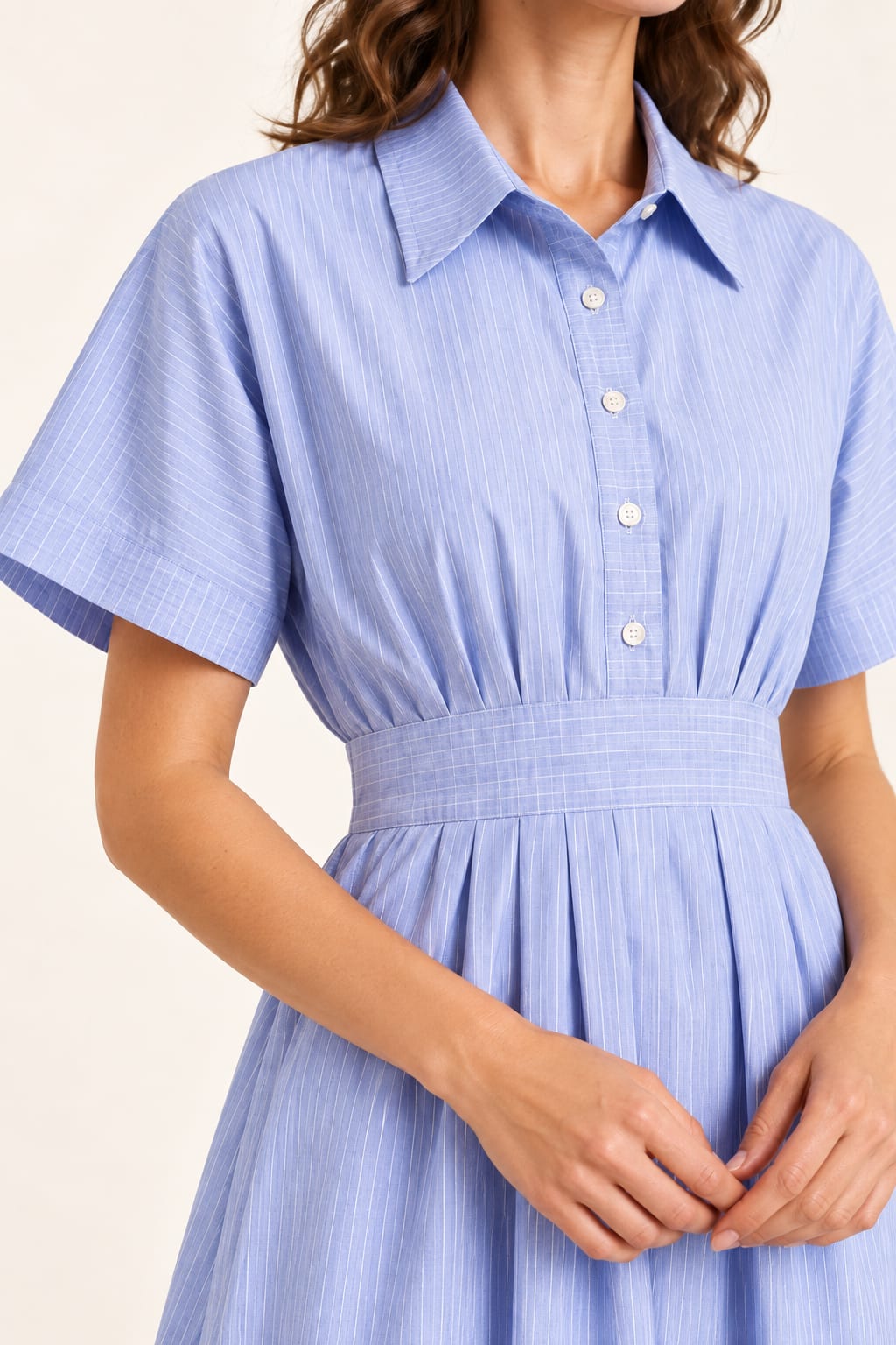 Robe Phaedra midi rayée bleu ciel Tsniout - vue 4