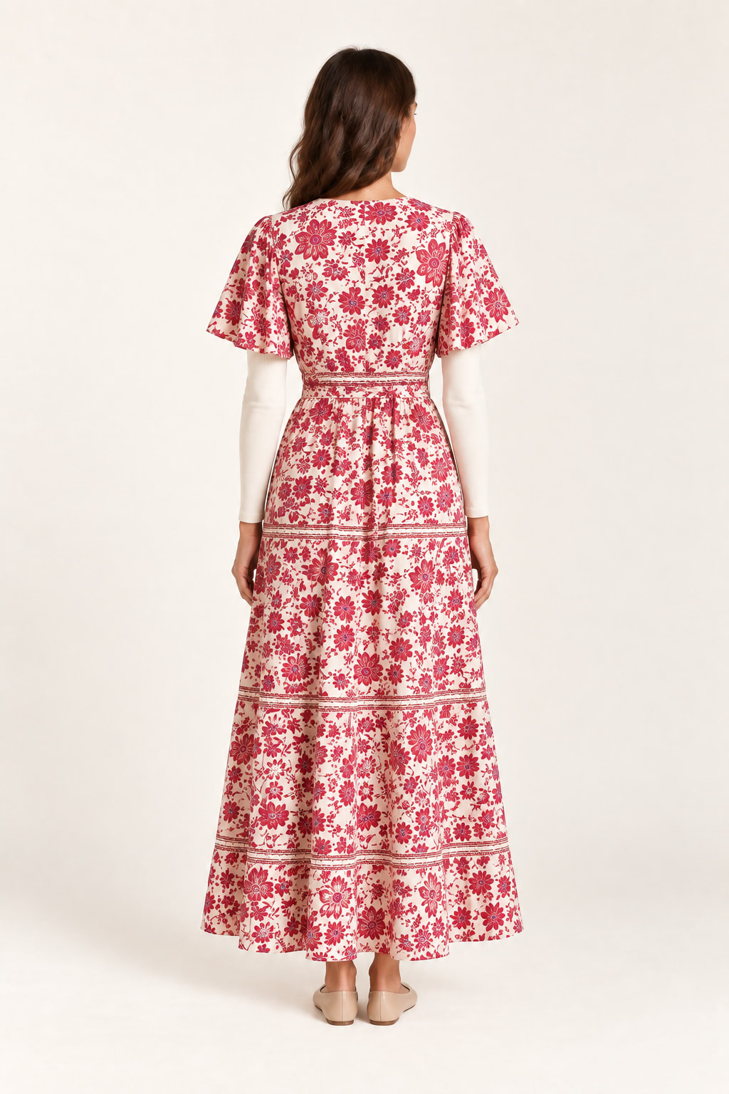 Robe Tilio longue fleurie fuchsia Tsniout - vue 2