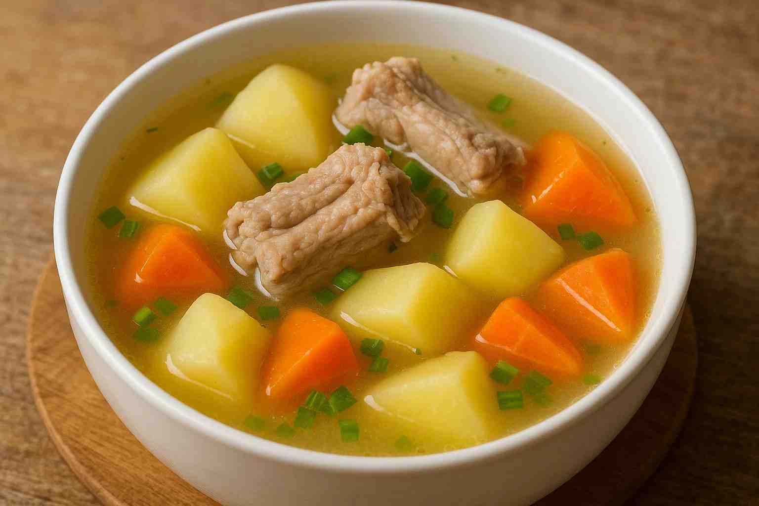Canh khoai tây cà rốt nấu sườn