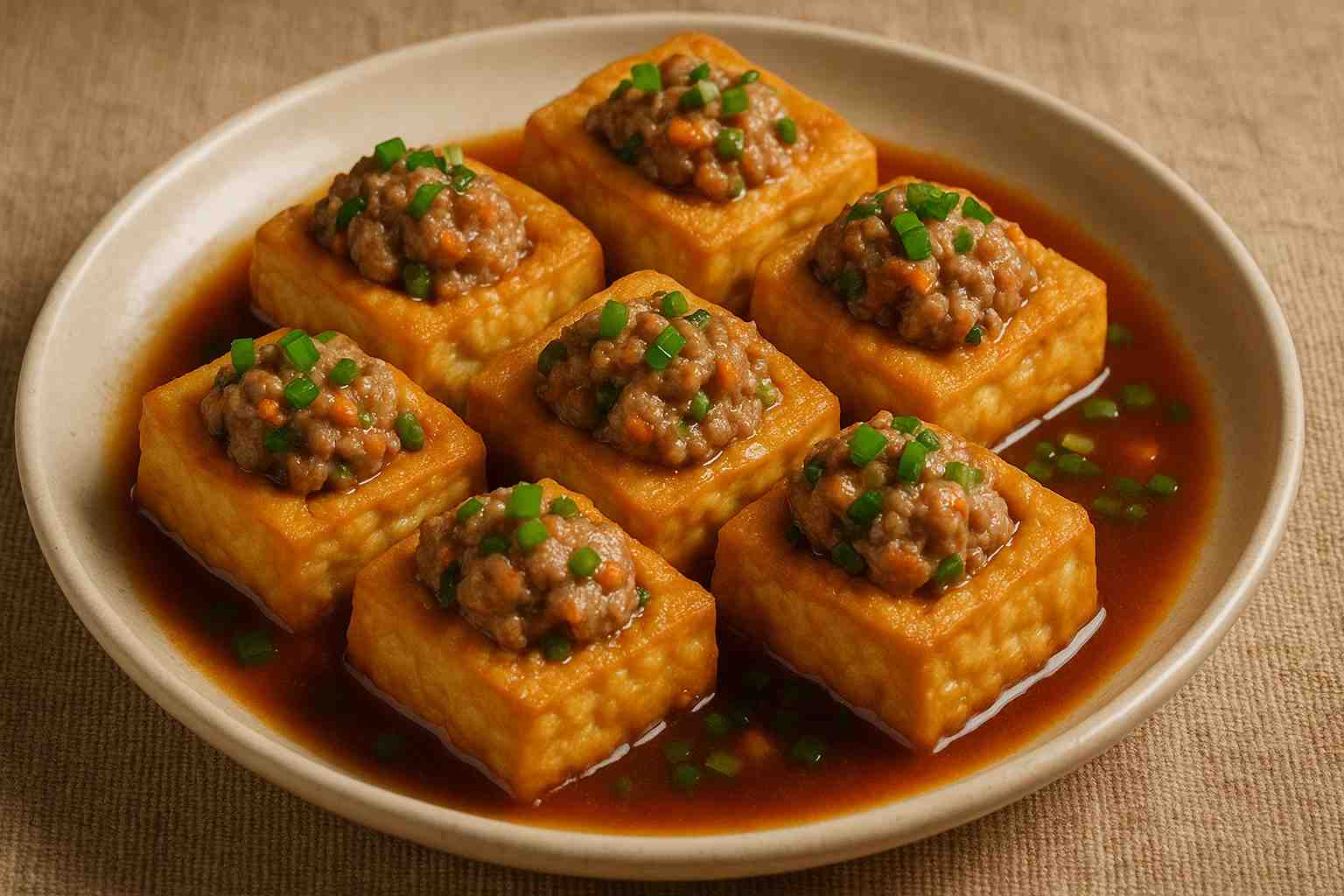 Đậu phụ nhồi thịt sốt cà