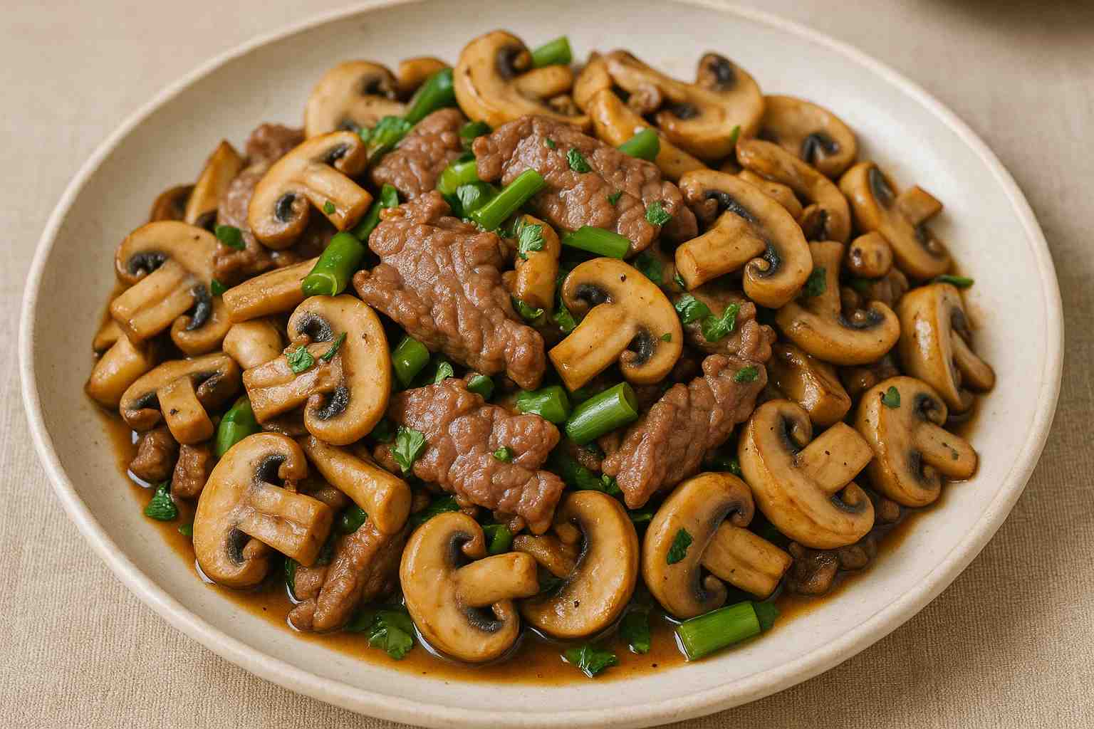 Thịt bò xào nấm