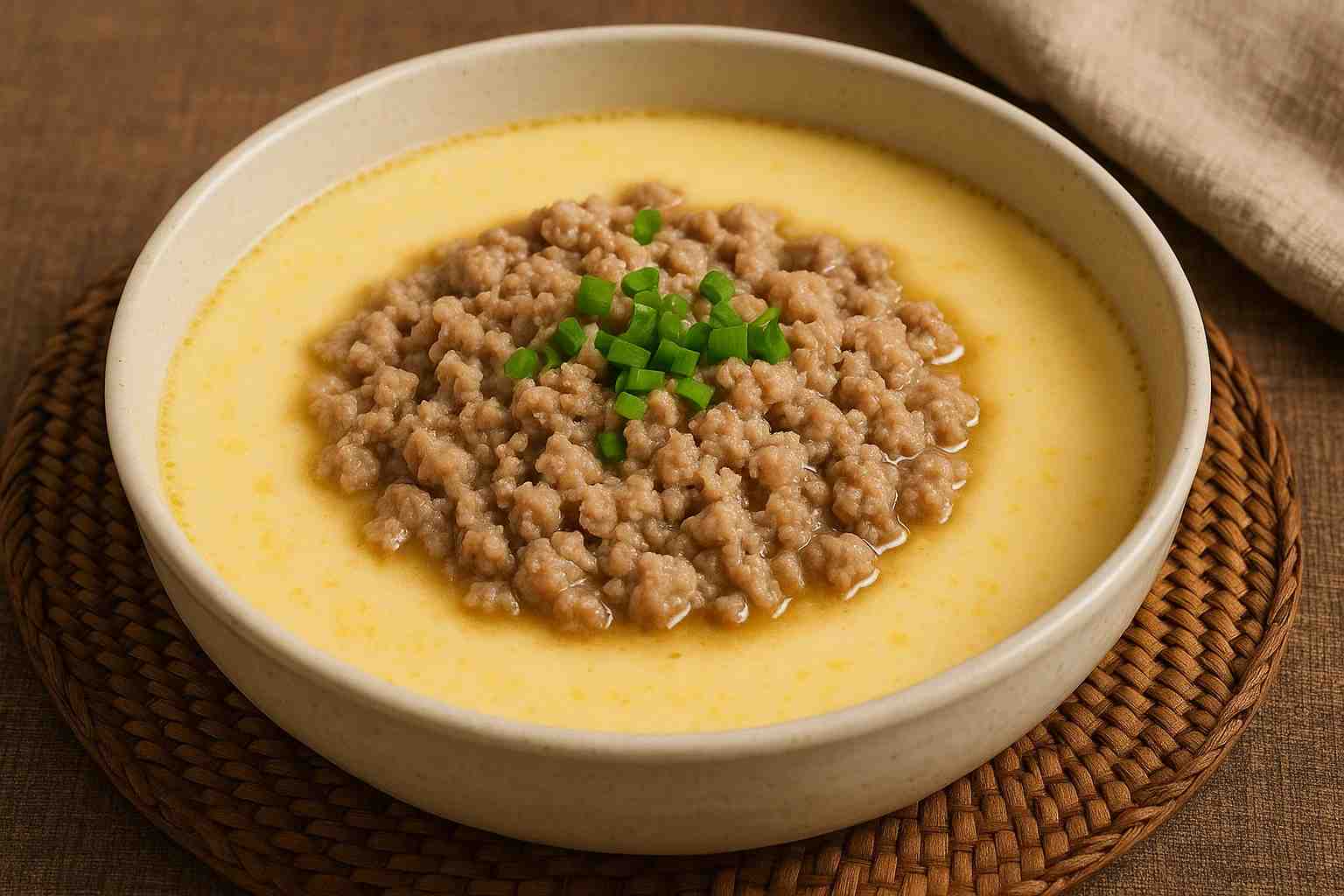 Trứng hấp thịt băm