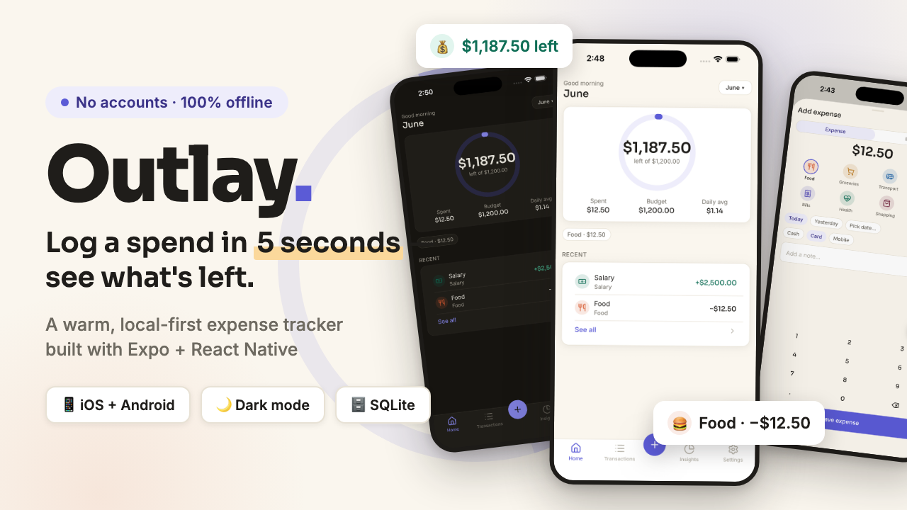 Outlay — a complete expense tracker app for iOS AND Android