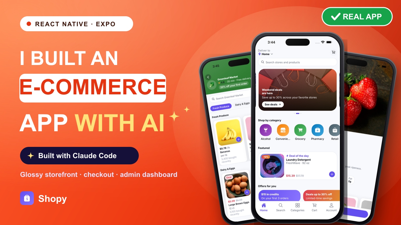 Shopy — a premium full-stack e-commerce app for iOS AND Android