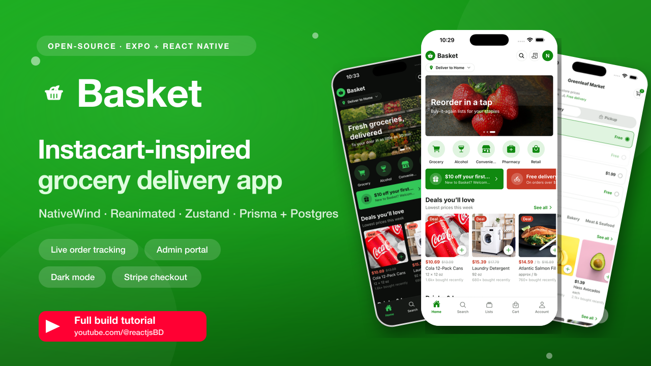 Basket — a premium full-stack e-commerce app for iOS AND Android