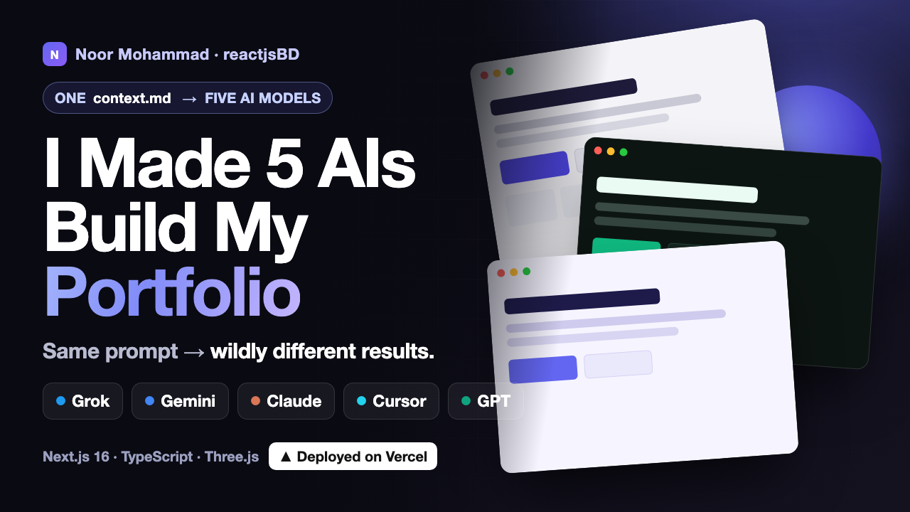 I Gave 5 AIs ONE Prompt to Build My Portfolio — Grok vs Gemini vs Claude vs Cursor vs GPT