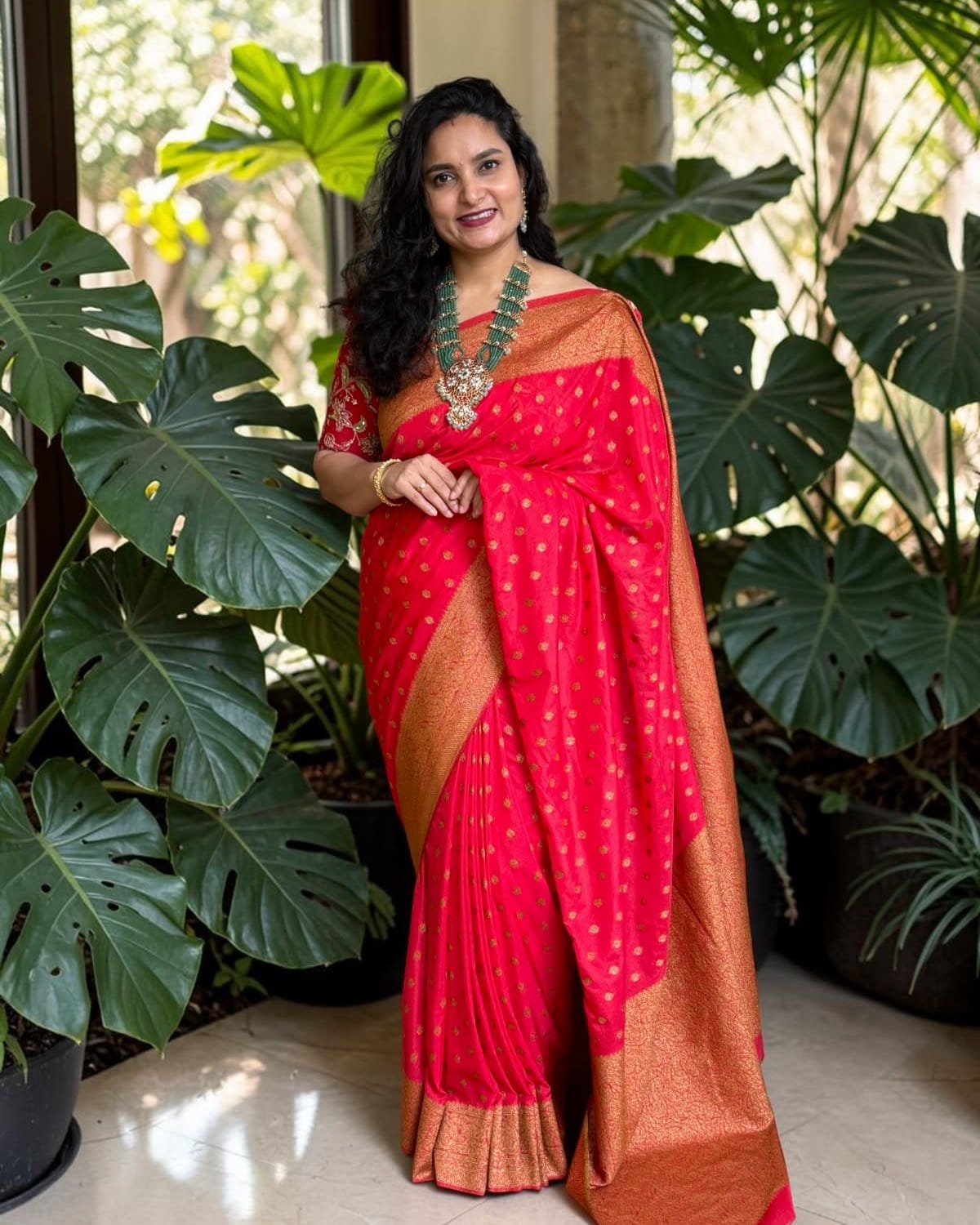 Banarasi Khadi Georgette (Neem Jari, Mango Border)