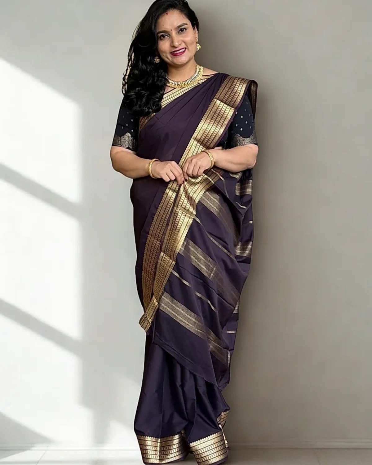 Semi Mysore Crepe (Self Sequence Mango Border)