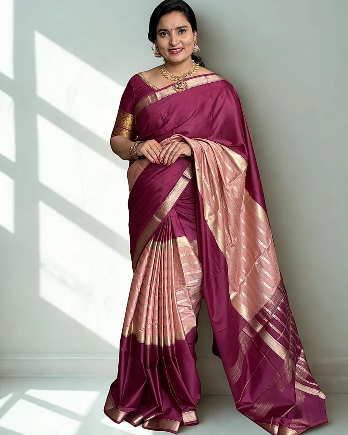 Semi Mysore Crepe (Contrast, 2D, Horizontal Lines)