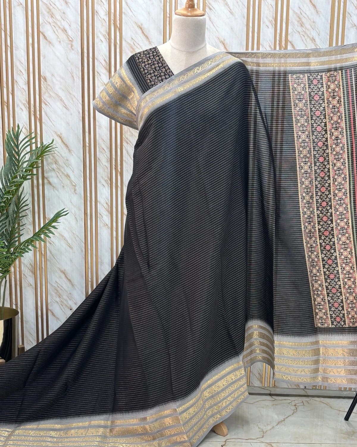 Semi Mysore Crepe (Printed Pallu and Blouse)