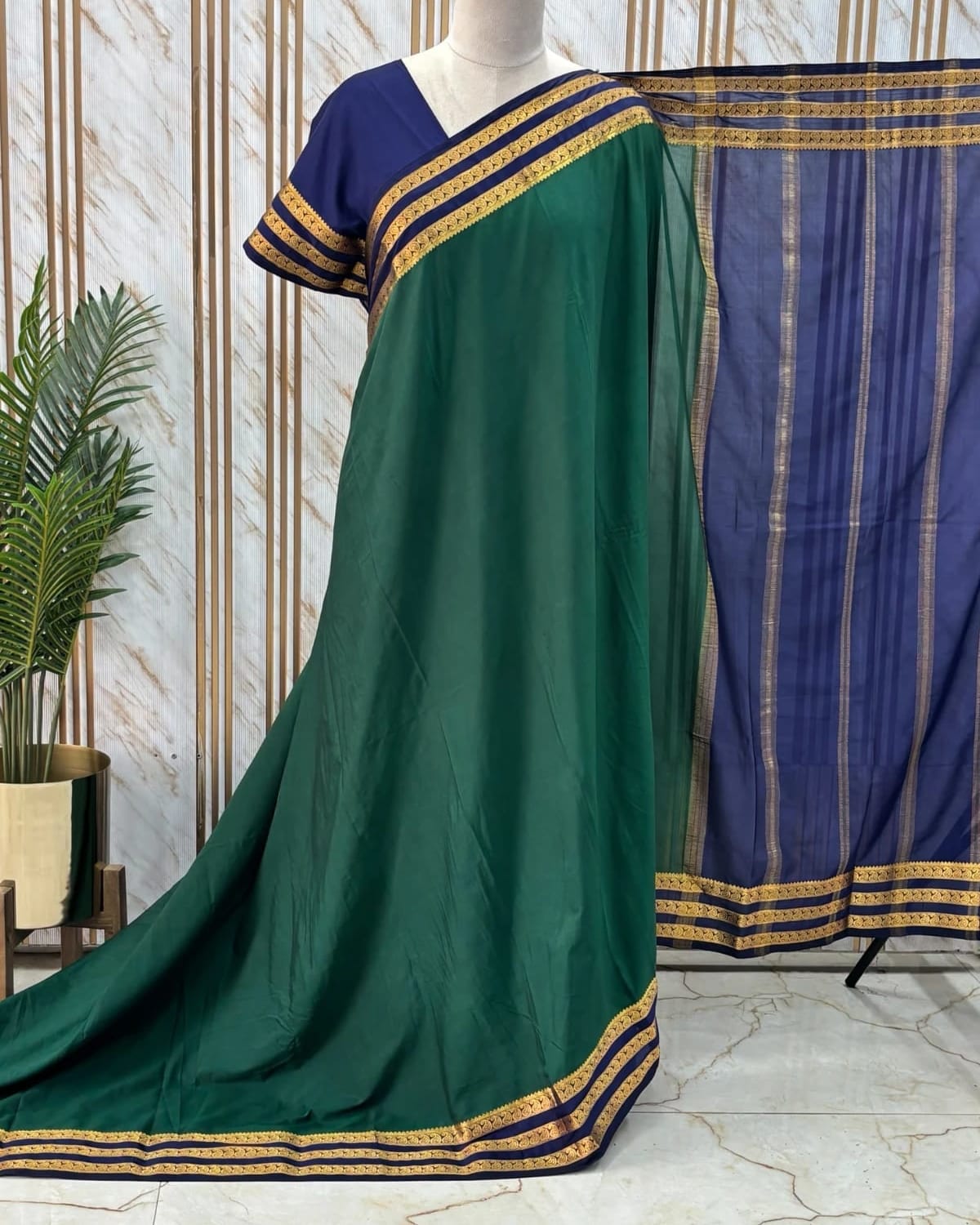 Semi Mysore Crepe (3 Lines Mango Border)