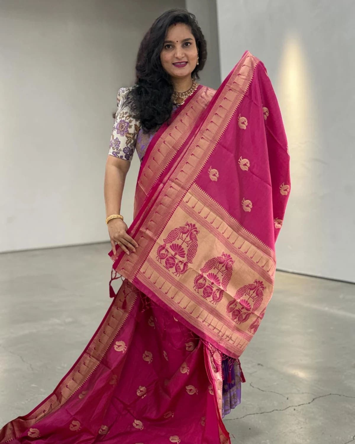 Tussar Saree (Paithani Border, Peacock Motifs)