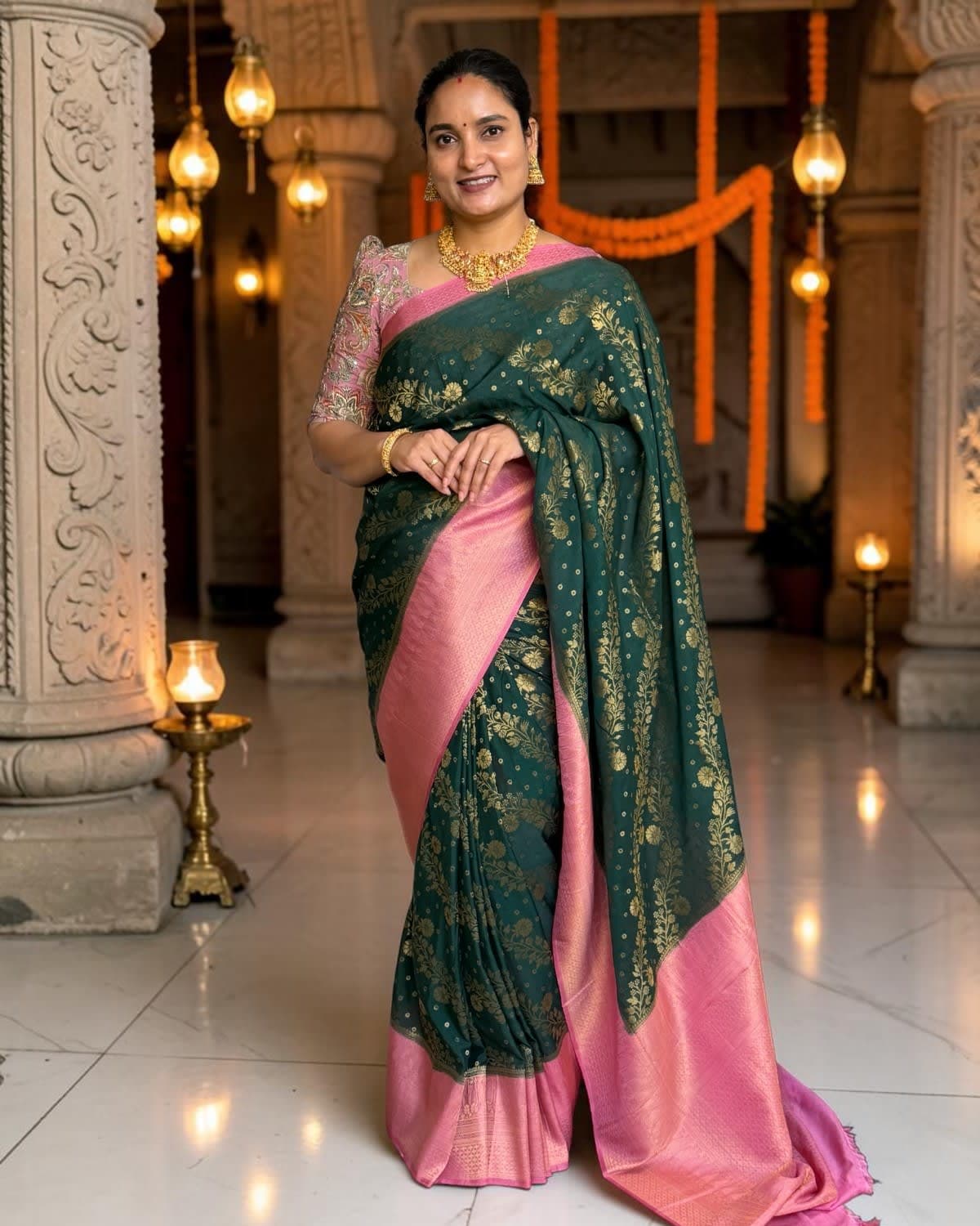 Georgette Saree (Floral Jal Body and Rich Pallu)