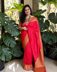 Banarasi Khadi Georgette (Neem Jari, Mango Border) thumbnail 1