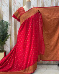 Banarasi Khadi Georgette (Neem Jari, Mango Border) thumbnail 3
