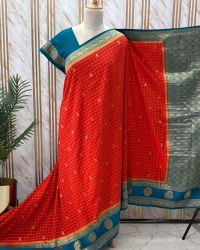 Georgette (Checks & Mayuri Border) thumbnail 3