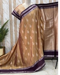 Banarasi Semi Katan (Golden Checks and Motifs) thumbnail 2