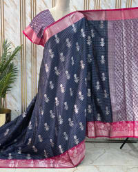 Banarasi Semi Katan (Checks and Floral Motifs) thumbnail 2