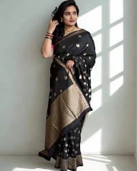Viscose Silk Saree (Dots Motifs and Contrast Blouse) thumbnail 2