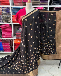 Viscose Silk Saree (Dots Motifs and Contrast Blouse) thumbnail 3