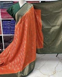 Brocade Semi Mysore Crepe (Meena with Banarasi Border) thumbnail 3