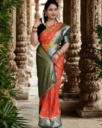 Brocade Semi Mysore Crepe (Meena with Banarasi Border) thumbnail 2