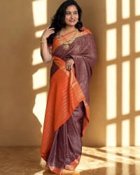 Semi Mysore Crepe (Premium, Checks & Brocade Blouse) thumbnail 2