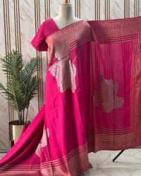 Pure Viscose Saree (Fancy, Shiny Flowers) thumbnail 3