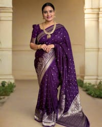 Banarasi Viscose Saree (Premium, Motifs Body, Peacock Border) thumbnail 2