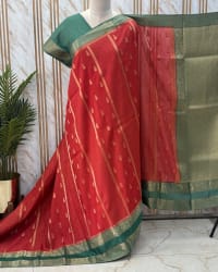 Viscose Crepe Saree (Checks and Jumka Motifs) thumbnail 3
