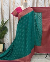 Banarasi Khadi Georgette (Motifs and Floral Border) thumbnail 3
