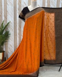 Banarasi Khadi Georgette (Floral Motifs and Mango Border) thumbnail 3