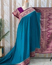 Banarasi Dola Saree (Floral Border, Rich Pallu D1) thumbnail 2