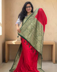 Banarasi Dola Saree (Floral Border, Rich Pallu D3) thumbnail 1