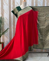 Banarasi Dola Saree (Floral Border, Rich Pallu D3) thumbnail 2