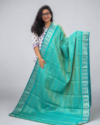 Tussar Saree (Horizontal Line, Half Circle Floral Border) thumbnail 1