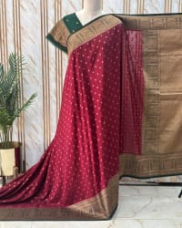 Banarasi Khadi Georgette (Leaf Motifs, Grand Border & Pallu) thumbnail 3