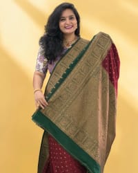Banarasi Khadi Georgette (Leaf Motifs, Grand Border & Pallu) thumbnail 2
