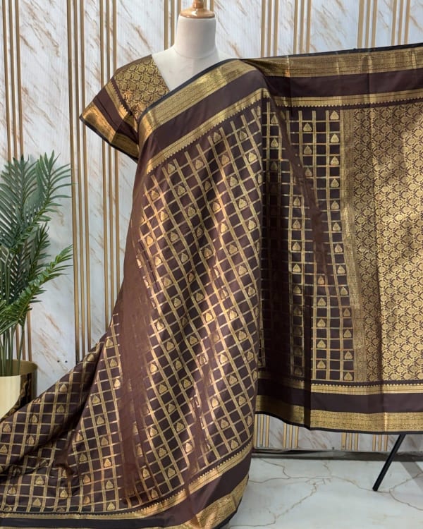 Banarasi Soft Silk (Checks & Motifs)