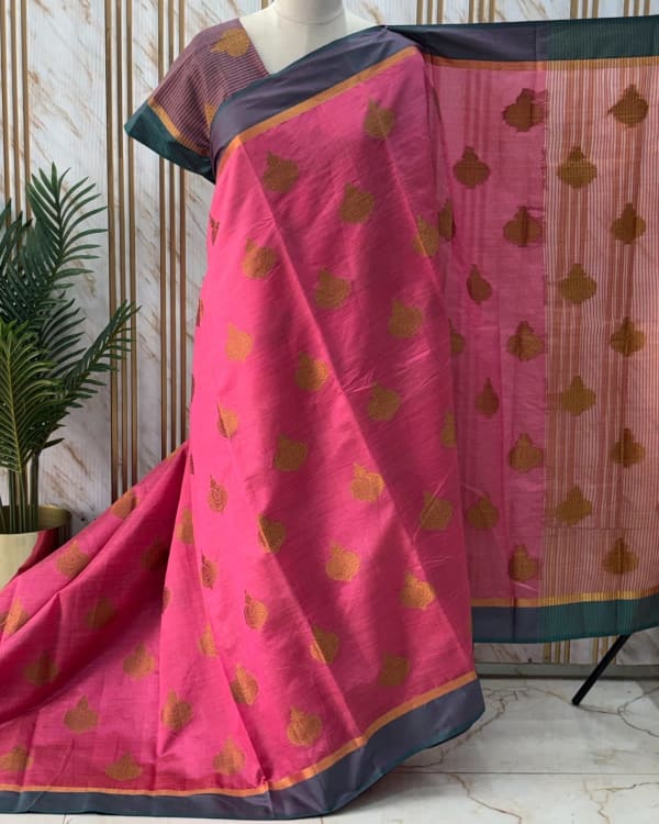 Semi Tussar (Contrast, Jumka Motifs)