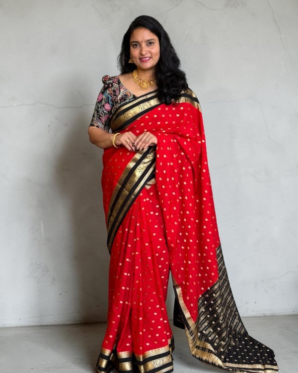 Semi Mysore Crepe (Motifs, Elephant and Mayuri Bentex Border)