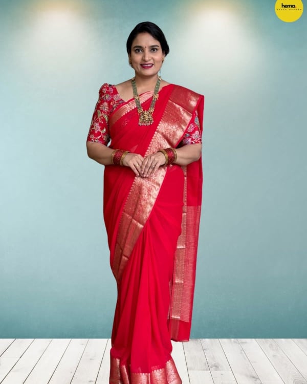 Georgette Chiffon (Floral Border)